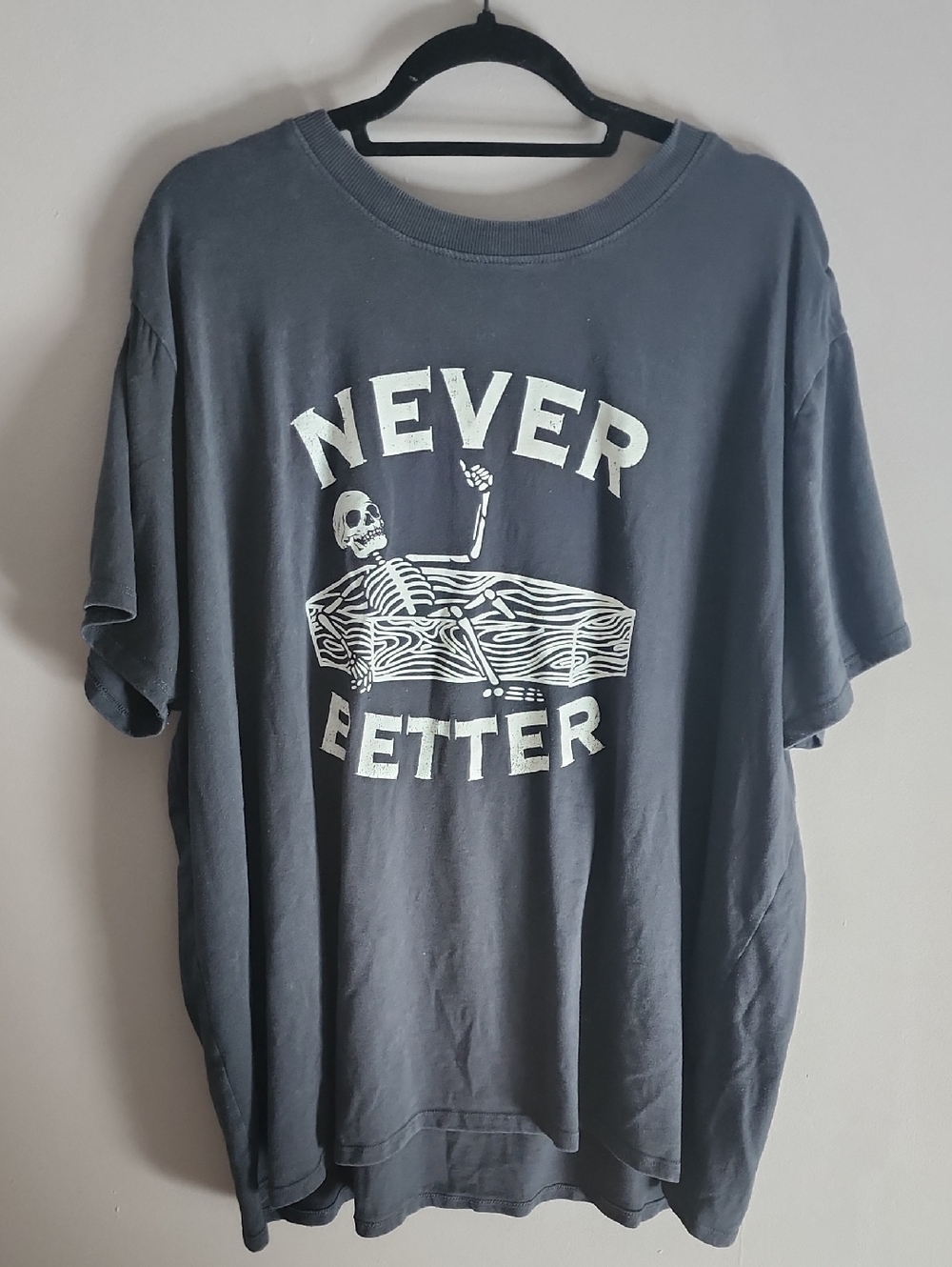Maurices Charcoal Gray 'Never Better' Skeleton Graphic Short Sleeve Tee